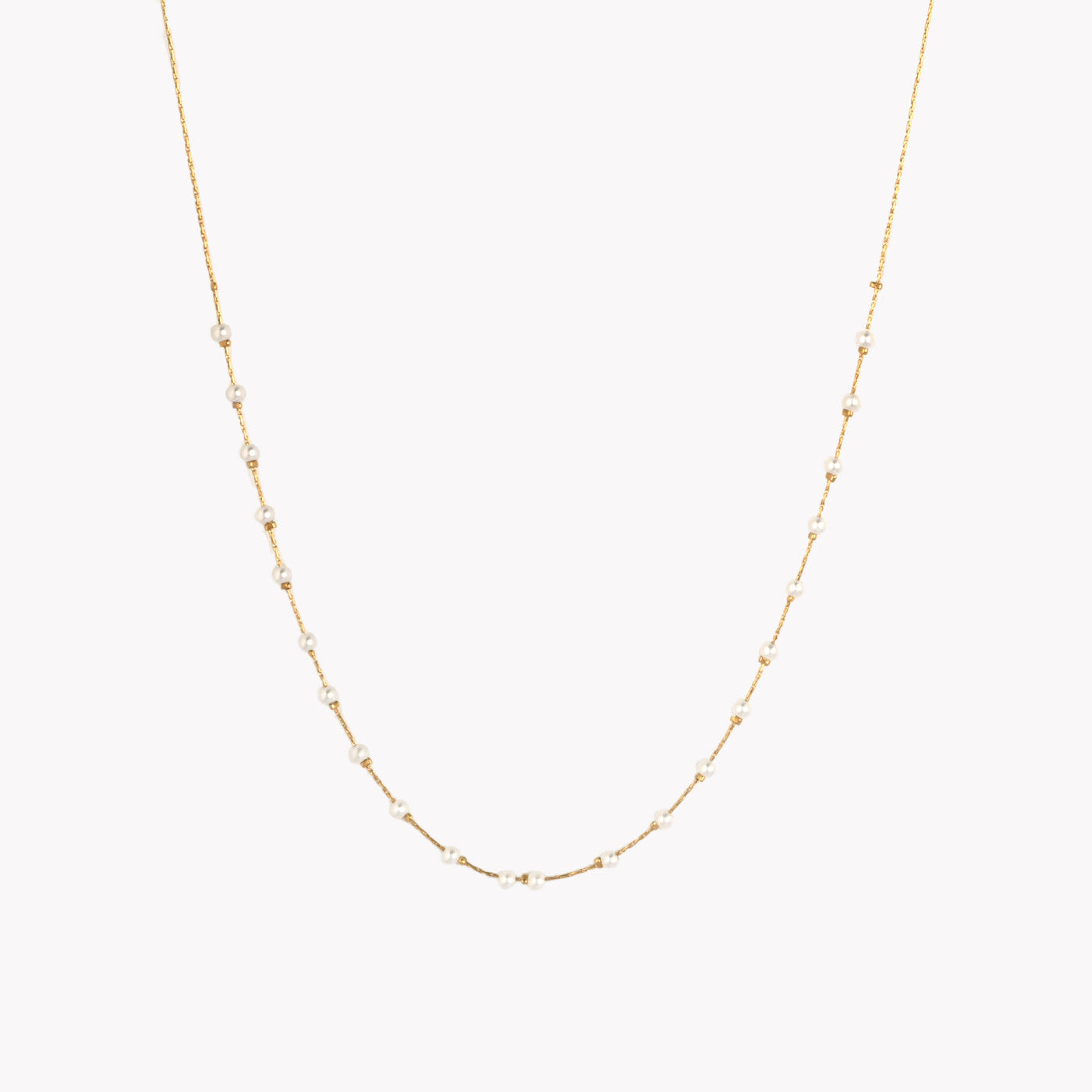 Collier en acier perles blanches