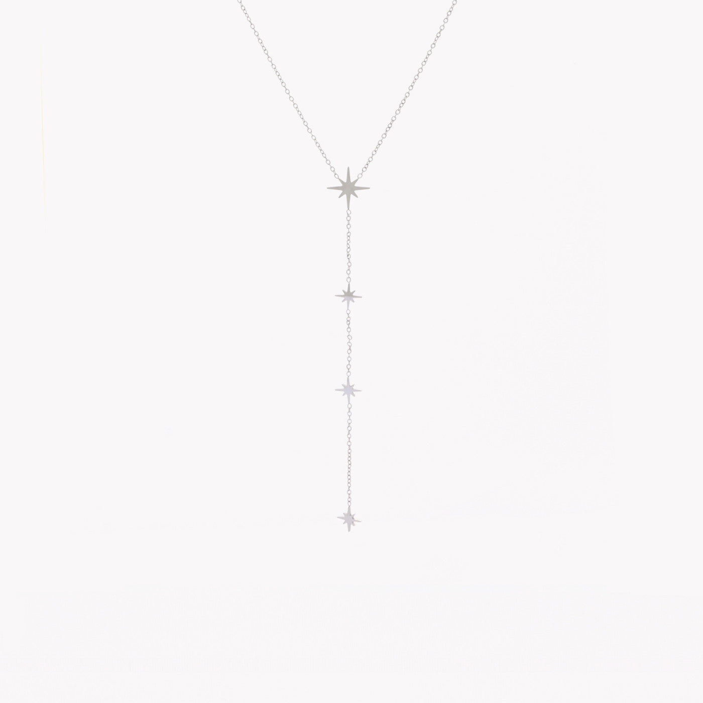 Long steel star necklace