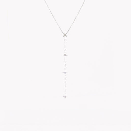 Long steel star necklace
