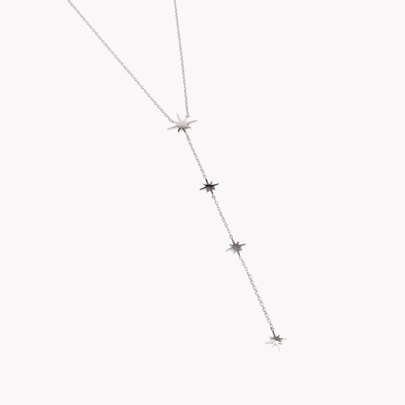 Long steel star necklace