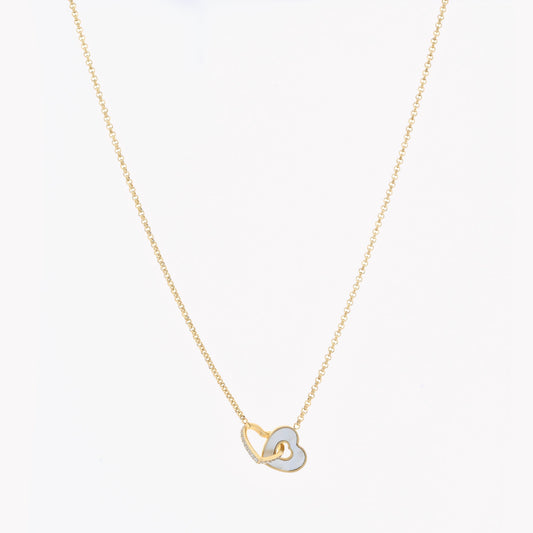 Steel necklace with hearts and zircons