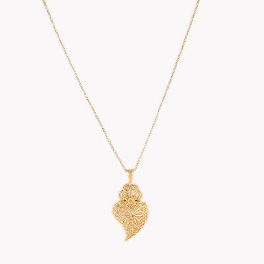Traditional sunflower coração de viana necklace