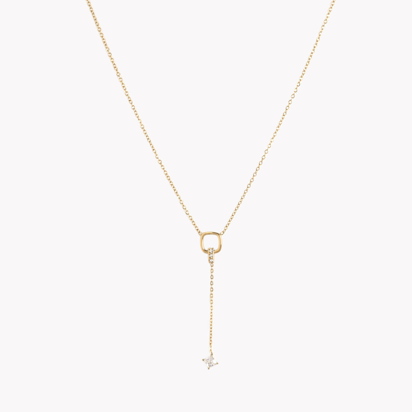 Long steel necklace with diamond