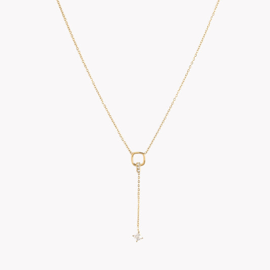 Long steel necklace with diamond