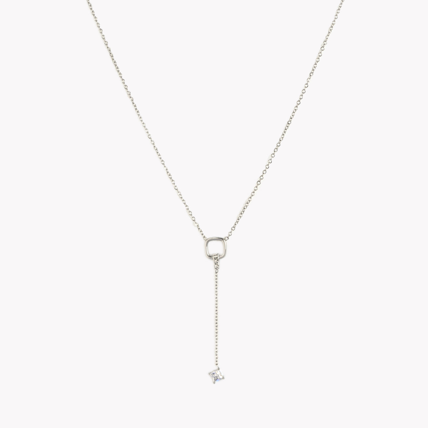 Long steel necklace with diamond