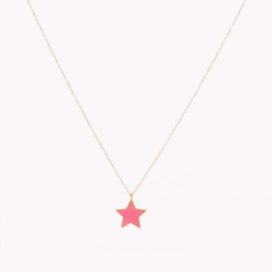 Pink star steel necklace