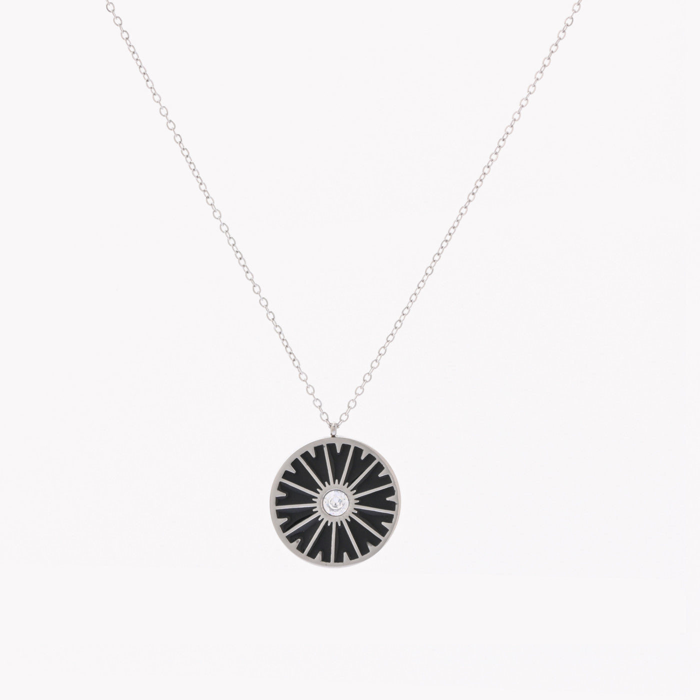 Black wheel steel necklace